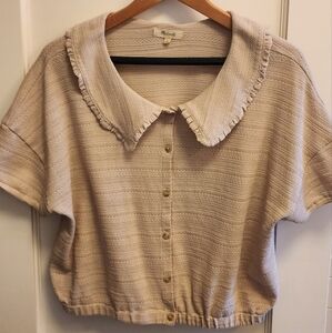 Madewell Ruffle Collared Crop Top Large